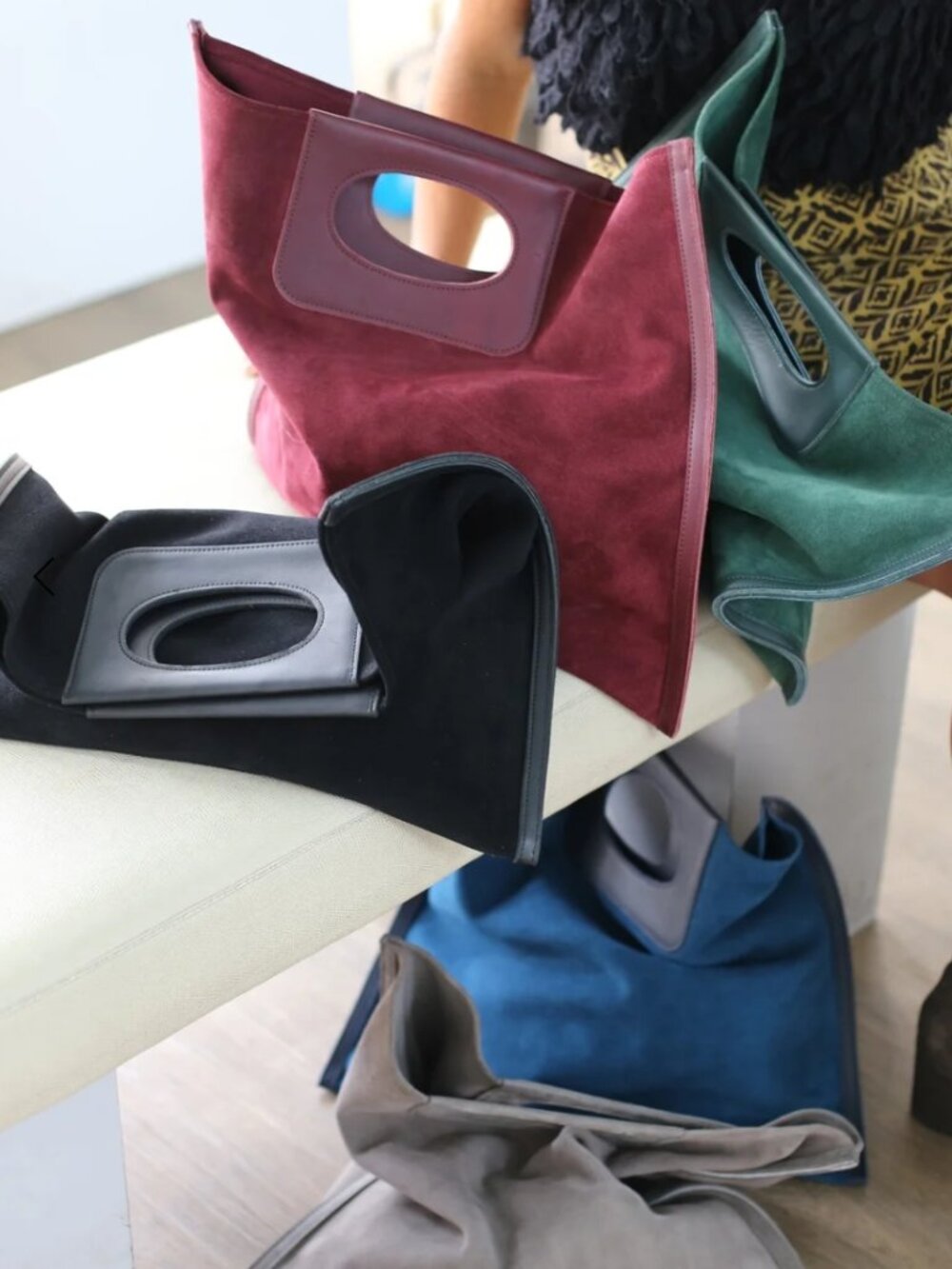 Cass Burgundy Suede Tote "EUC"